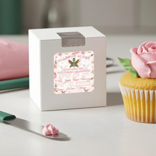 Food Safety Allergy Alert Bakery Butterfly Spoon Square Sticker