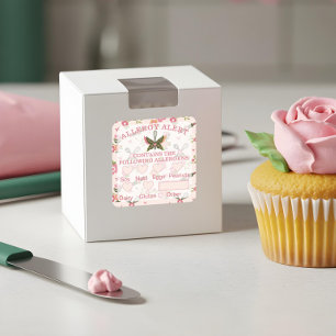 Food Safety Allergy Alert Bakery Butterfly Whisk Square Sticker