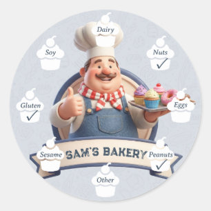 Food Safety Allergy Alert Bakery Store Pastry Chef Classic Round Sticker