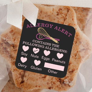 Food Safety Allergy Alert Bakery Whisk & Spoon Square Sticker