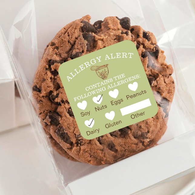 Food Safety Allergy Alert Bakery Wooden Standmixer Square Sticker (Creator Uploaded)