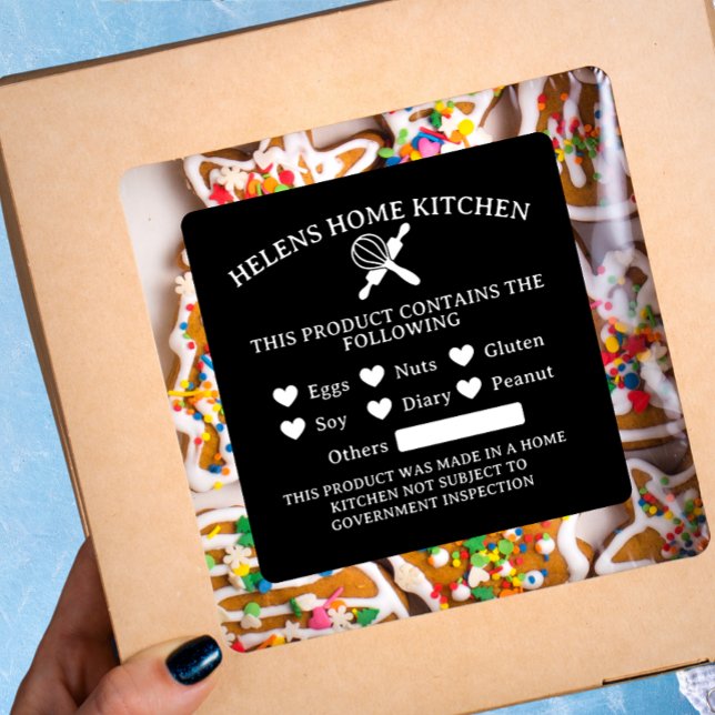 Food Safety Black Allergy Alert Bakery Sticker (Creator Uploaded)