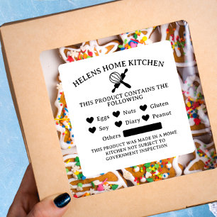 Food Safety White Allergy Alert Bakery Sticker