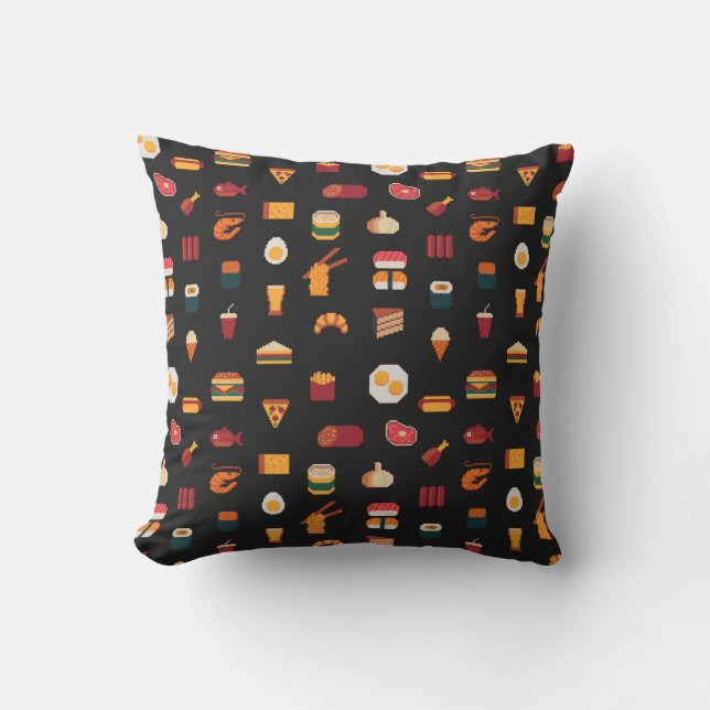 Food seamless pixel art pattern,fabric textures,is cushion (Front)