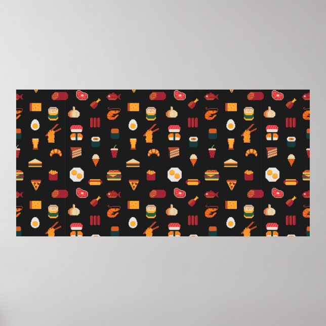 Food seamless pixel art pattern,fabric textures,is poster (Front)