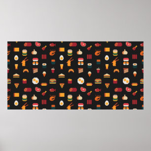 Food seamless pixel art pattern,fabric textures,is poster