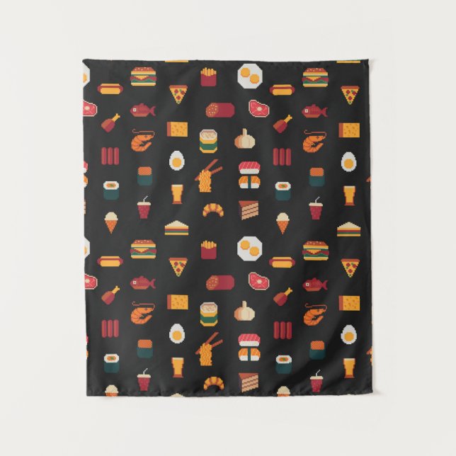 Food seamless pixel art pattern,fabric textures,is tapestry (Front)