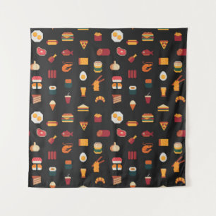 Food seamless pixel art pattern,fabric textures,is tapestry