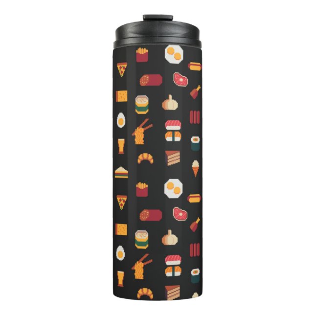 Food seamless pixel art pattern,fabric textures,is thermal tumbler (Front)