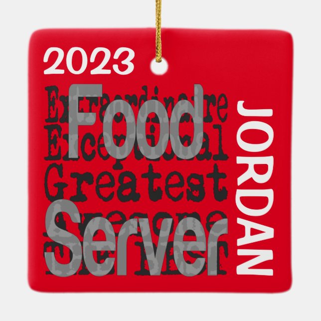 Food Server Extraordinaire CUSTOM Ceramic Ornament (Back)