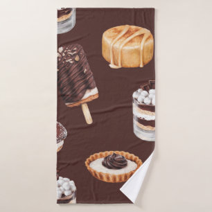 food sketch delicious beautiful desserts and pastr bath towel