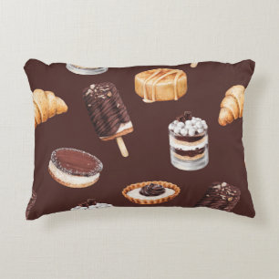 food sketch delicious beautiful desserts and pastr decorative cushion