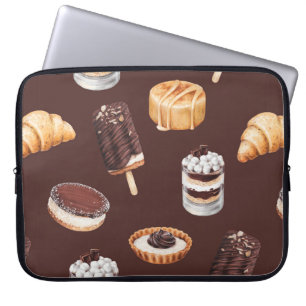 food sketch delicious beautiful desserts and pastr laptop sleeve