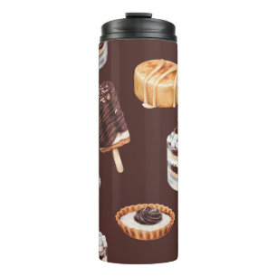 food sketch delicious beautiful desserts and pastr thermal tumbler