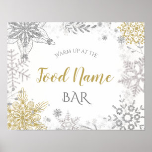 Food Station Winter Wonderland Silver Gold Poster
