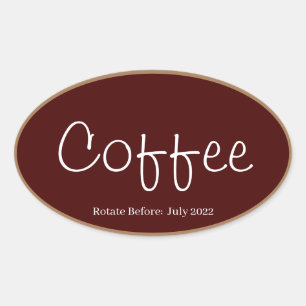 Food Storage Kitchen Stickers-Coffee Oval Sticker