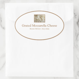 Food Storage Kitchen Stickers-Grated MZZRLLA CHSE Oval Sticker