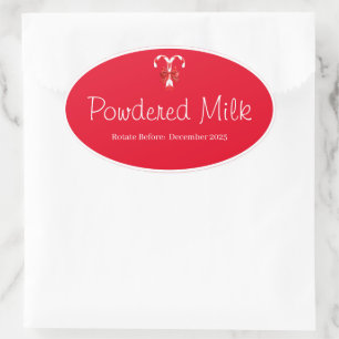 Food Storage Kitchen Stickers-Powdered Milk Oval Sticker