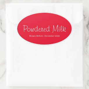 Food Storage Kitchen Stickers-Powdered Milk Oval Sticker