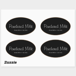 Food Storage Kitchen Stickers-Powdered Milk Oval Sticker