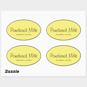 Food Storage Kitchen Stickers-Powdered Milk Oval Sticker