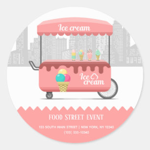 Food street ice cream classic round sticker