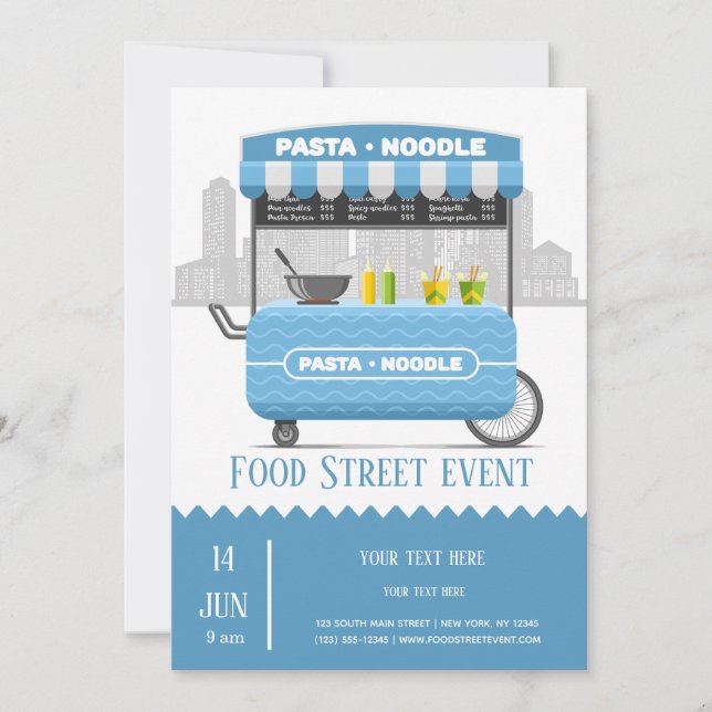 Food street pasta noodle invitation (Front)