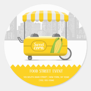 Food street sweet corn classic round sticker