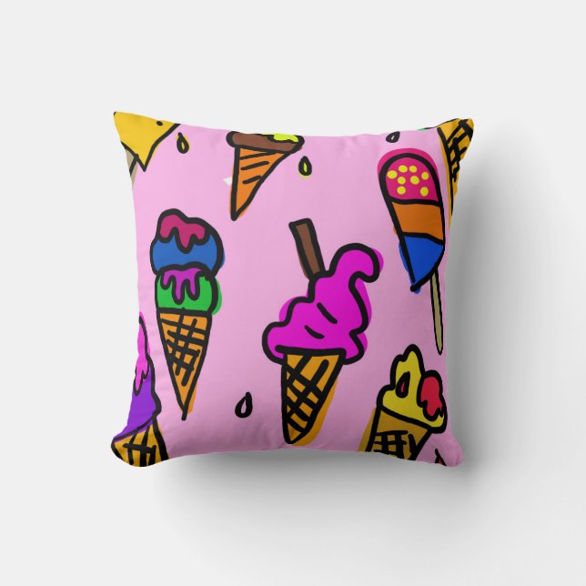 Food Sweet Dessert Ice Cream Background Design Cushion (Front)