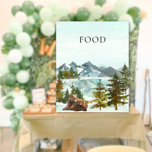 Food Table Adventure Rustic Bears Baby Shower Poster