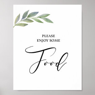 Food Table Sign Olive Leaf Greenery Wedding