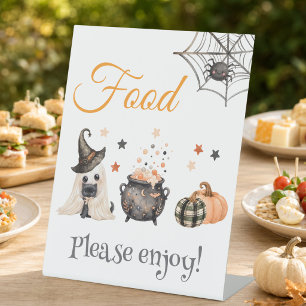 Food Table Spooky Sweet Halloween Gender Reveal Pedestal Sign
