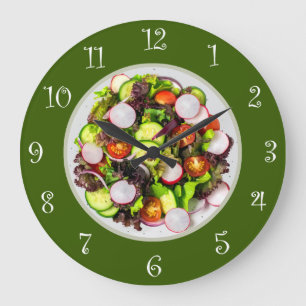 Food Theme Vegetarian Salad Kitchen Wall Clocks