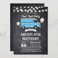 Food Truck Birthday Party Rustic Chalkboard