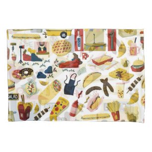 Food Truck Fest: Cartoon Pattern Pillowcase