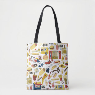 Food Truck Fest: Cartoon Pattern Tote Bag