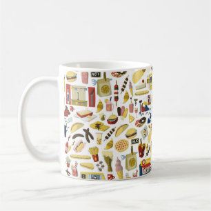 Food truck festival cartoon hand drawn elements se coffee mug