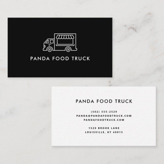 Food Truck Logo Black and White Business Card (Front/Back)