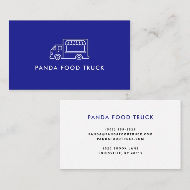 Food Truck Logo Blue and White Business Card (Front/Back)