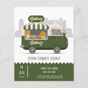 Food truck street bakery flyer