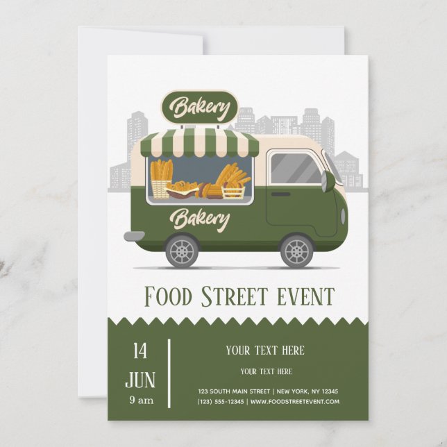 Food truck street bakery invitation (Front)