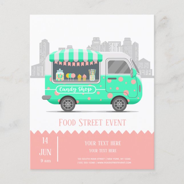 Food truck street candy shop flyer (Front)