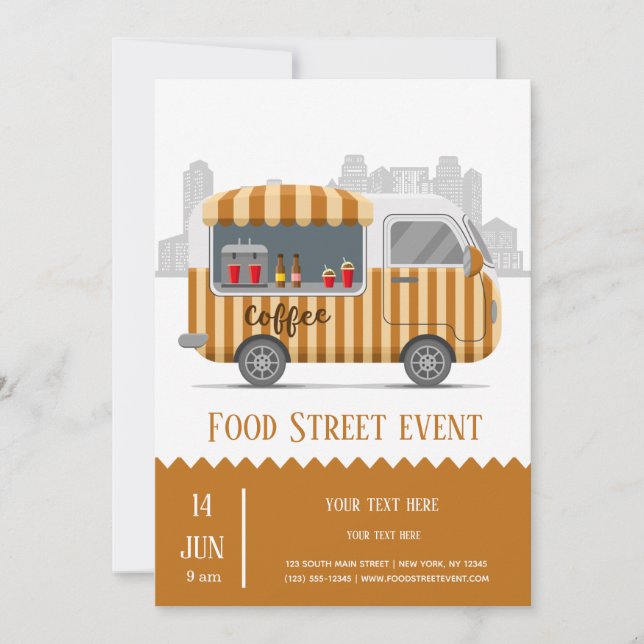 Food truck street coffee invitation (Front)
