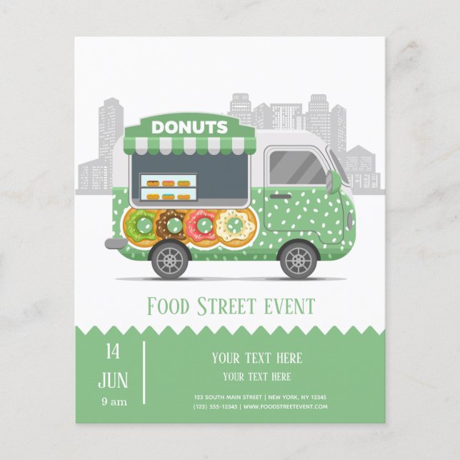 Food truck street donuts flyer (Front)