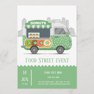 Food truck street doughnuts invitation