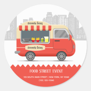 Food truck street french fries snack classic round sticker