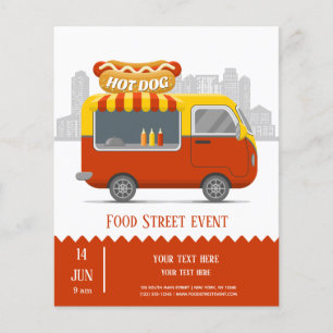 Food truck street hotdog flyer