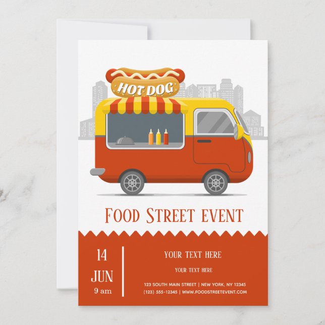 Food truck street hotdog invitation (Front)