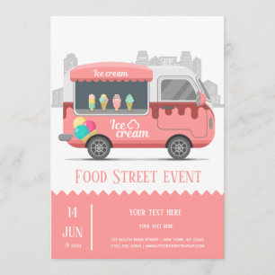 Food truck street ice cream invitation
