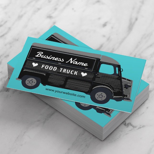 Food Truck Street Kitchen Black Van Catering Business Card (Creator Uploaded)
